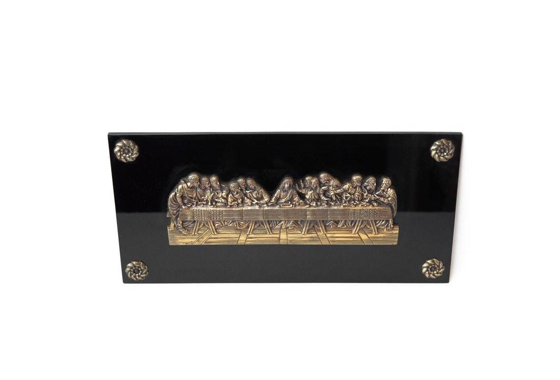 Vintage Religious The Last Supper Jesus And His 12 Apostles Bronze Religious Plaque photo furniture