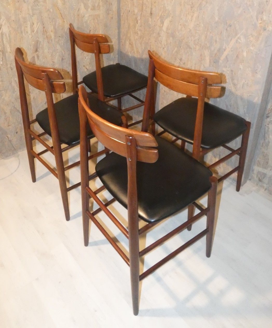 Mid Century Italy Rosewood Table With 4 Chairs Set photo vintage