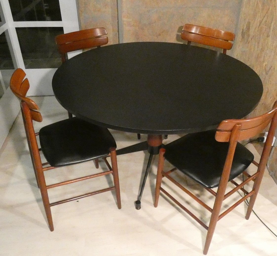 2200.0 Mid Century Italy Rosewood Table With 4 Chairs Set photo