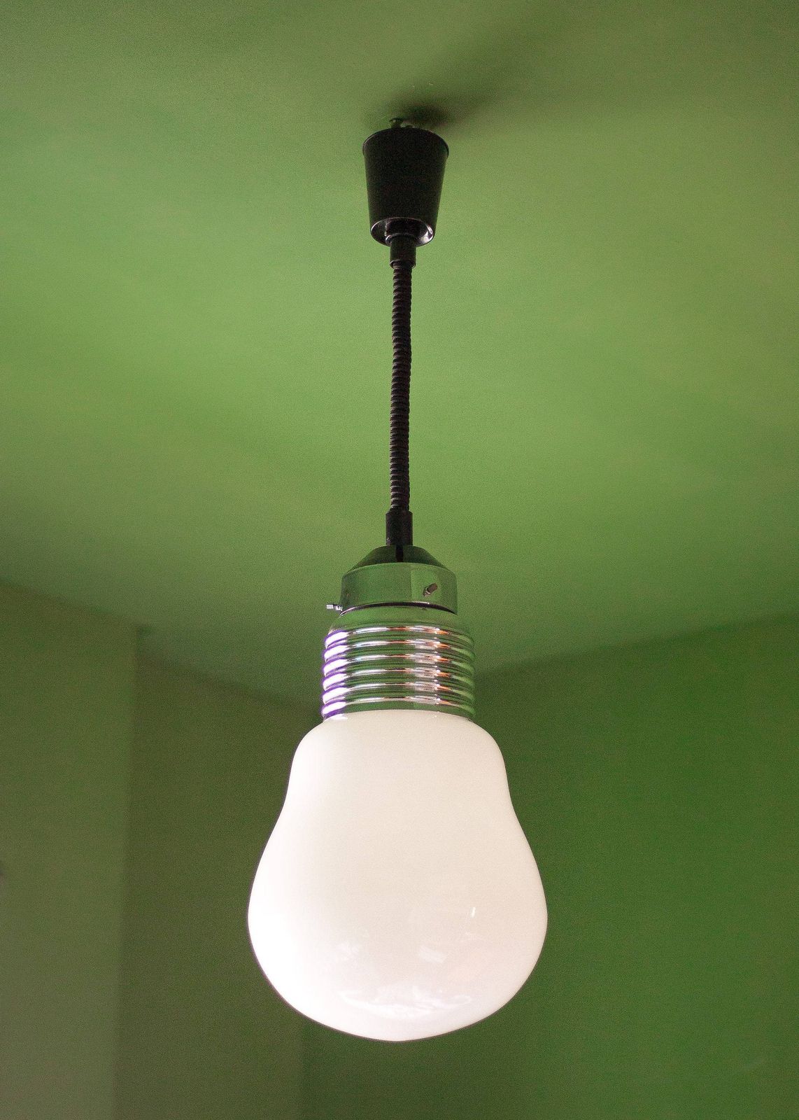 Vintage Suspension, Old Light Fixture, Opaline Bulb Shape, Giant Bulb, Pulley System, Loft Deco, Industrial, Lamp Bulb,Ceiling Lighting