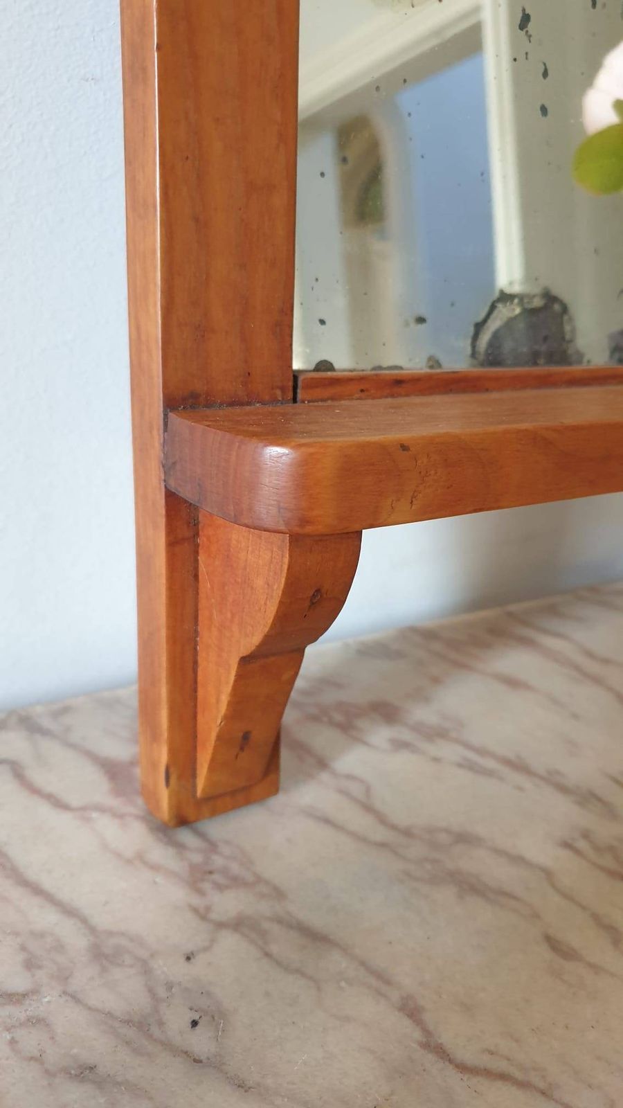 An Antique French Fruitwood Wall Mirror With Shelf C1900 photo buy