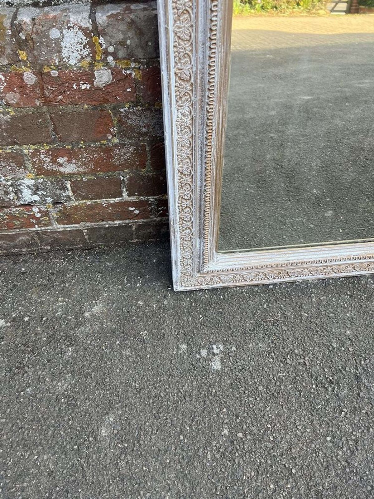 A Wonderful Large Antique French 19th C Arched Top Painted Mirror photo for sale