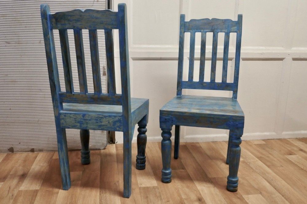 photo furniture Large Carved Folk Art Painted Table And 6 Chairs