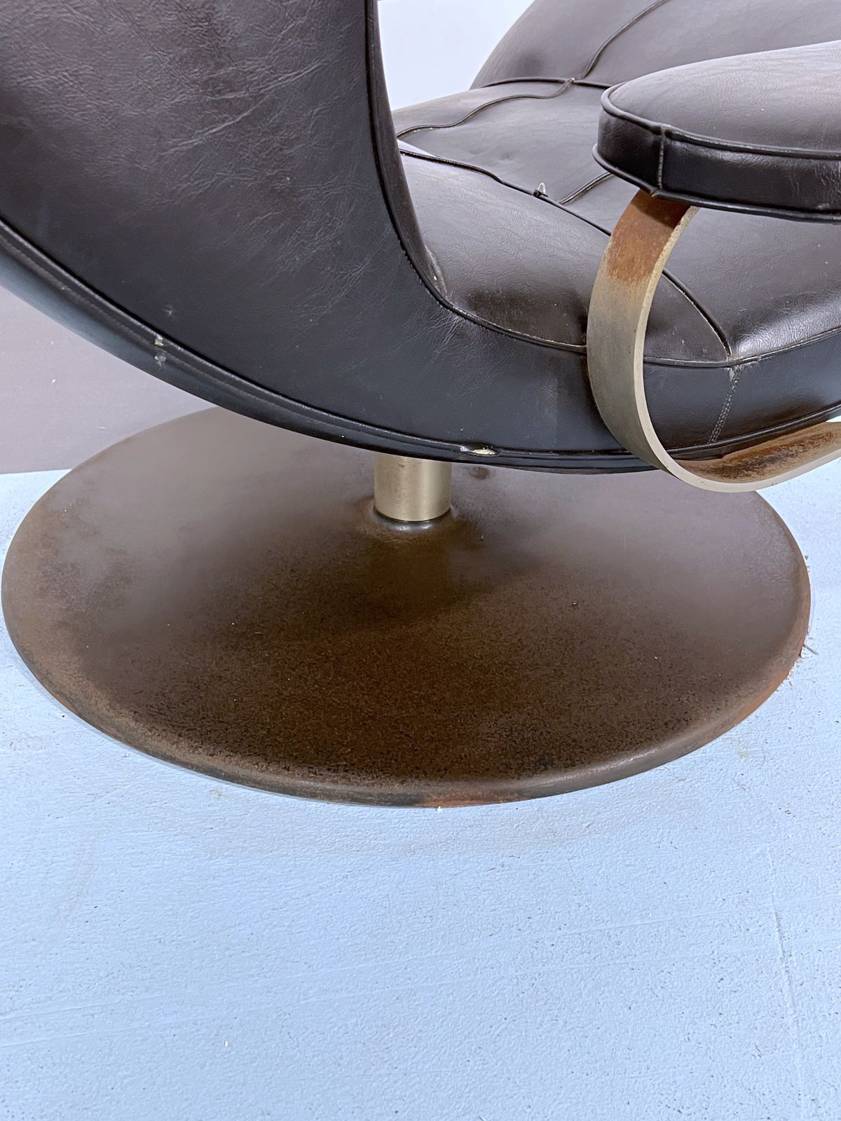 photo for sale Vintage Italian Black Swivel Armchair From 60s