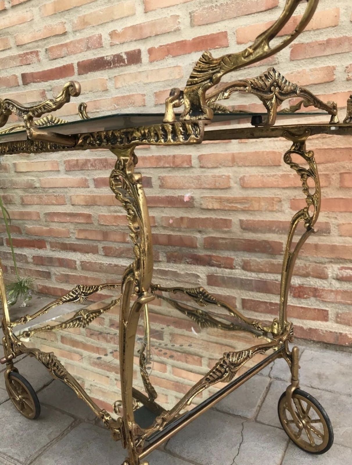 Baroque Style Brass Two Tier Bar Cart, 1950s photo 2760.0