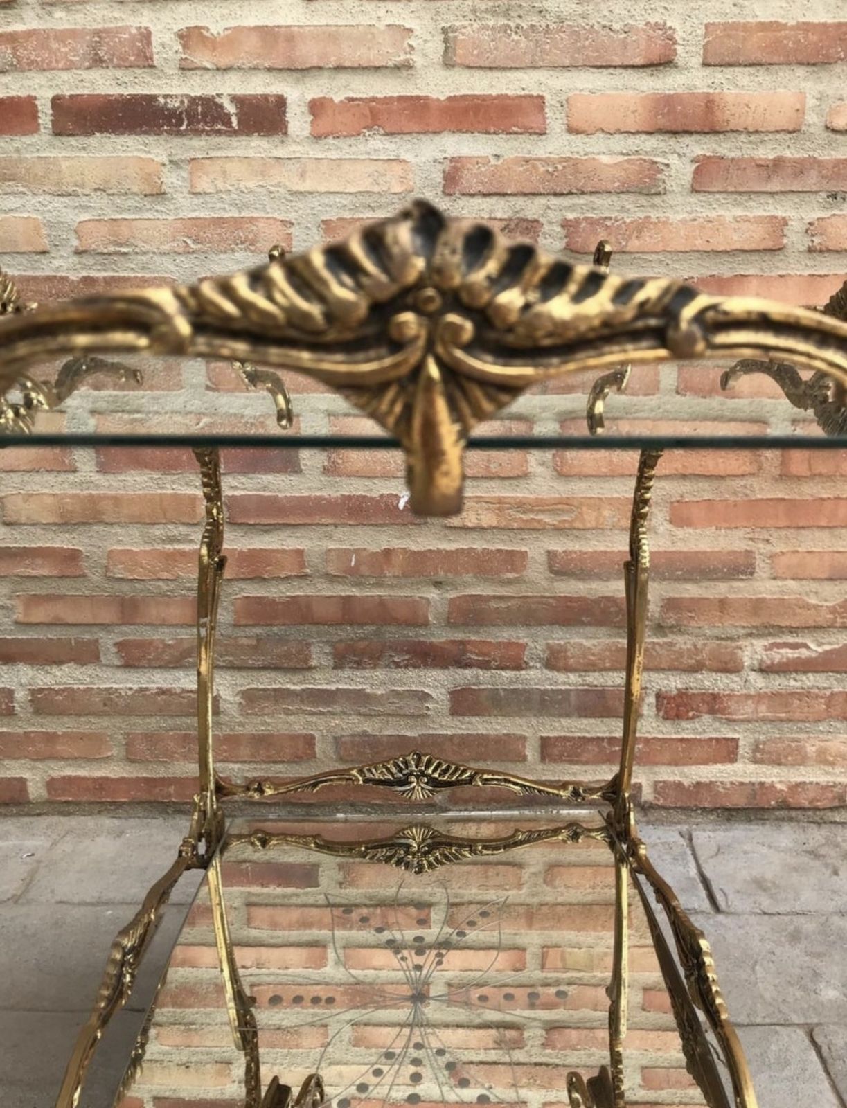 Baroque Style Brass Two Tier Bar Cart, 1950s photo vinterior