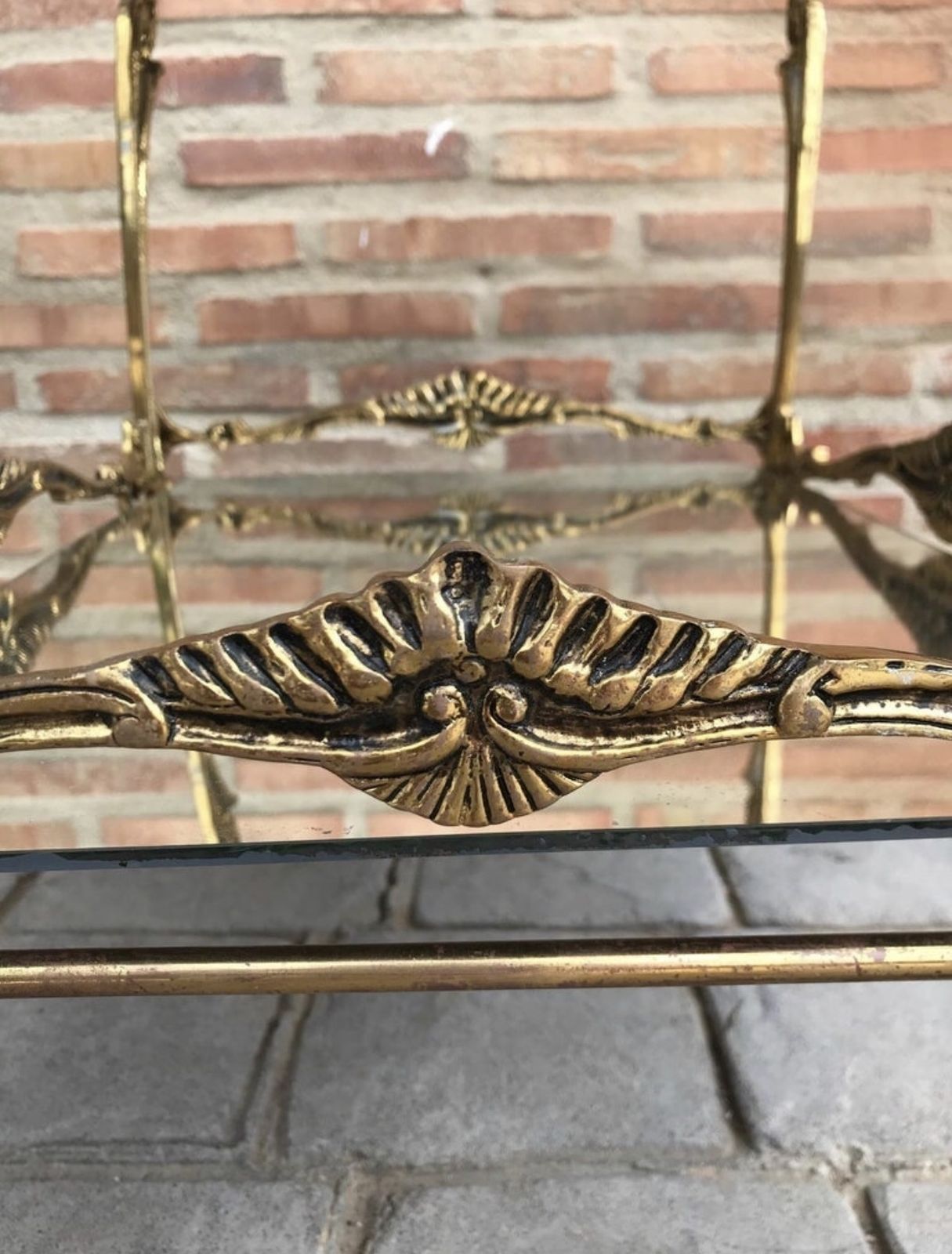 photo furniture Baroque Style Brass Two Tier Bar Cart, 1950s
