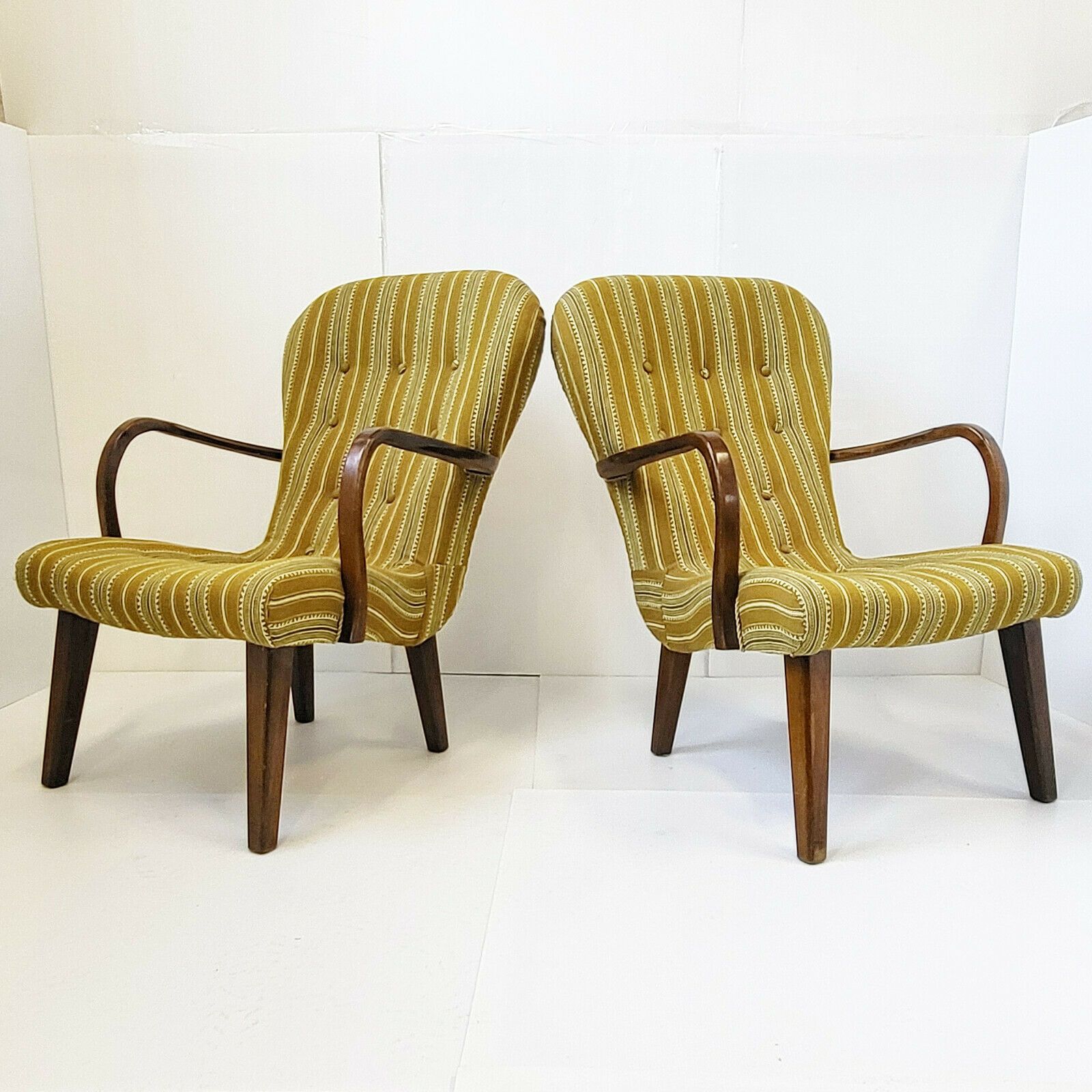 Paar Vintage Deense Fauteuils 1940 Dlg Clam Chair Philip Arctander 40s 1940s