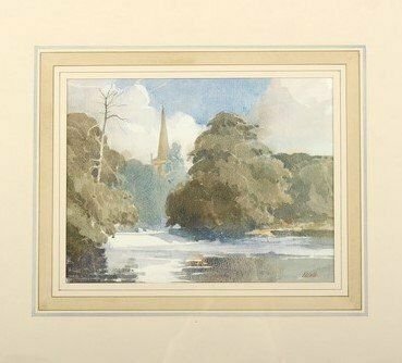 Holy Trinity And Weir, River Avon Watercolour Arthur Keene photo for sale