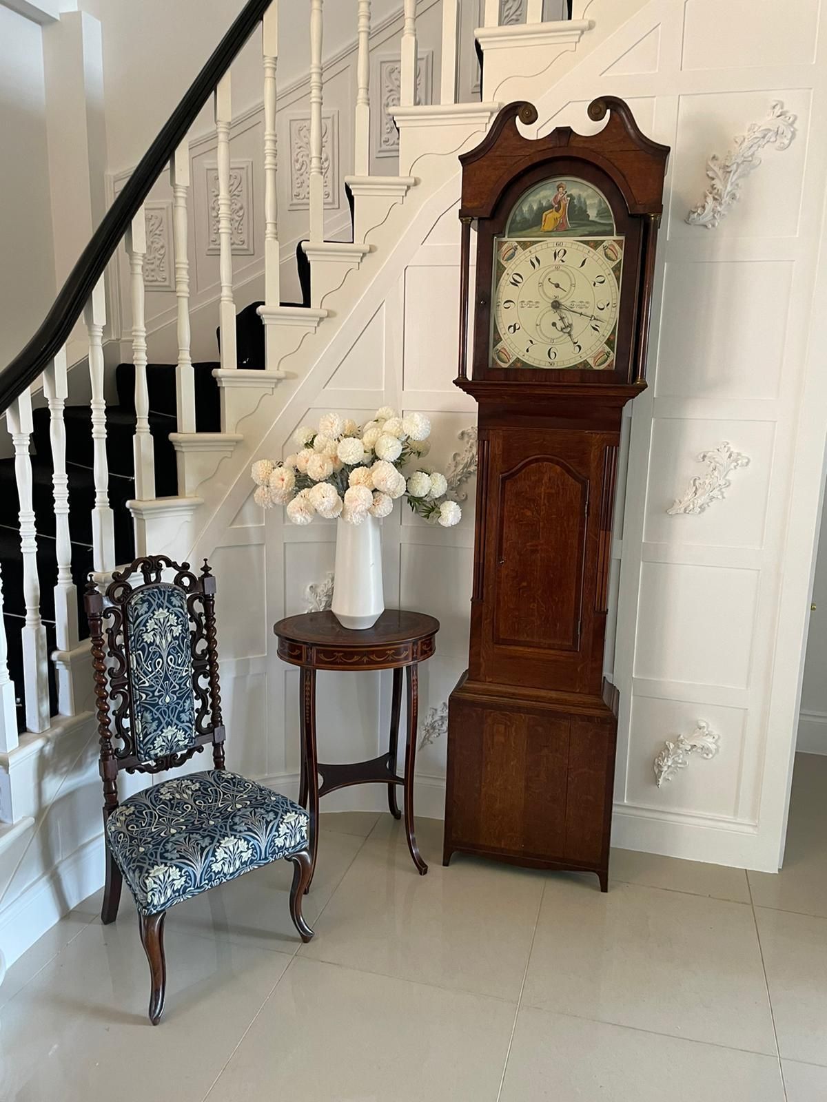 Antique Oak And Mahogany Grandfather Clock By W Prior, Skipton photo for sale