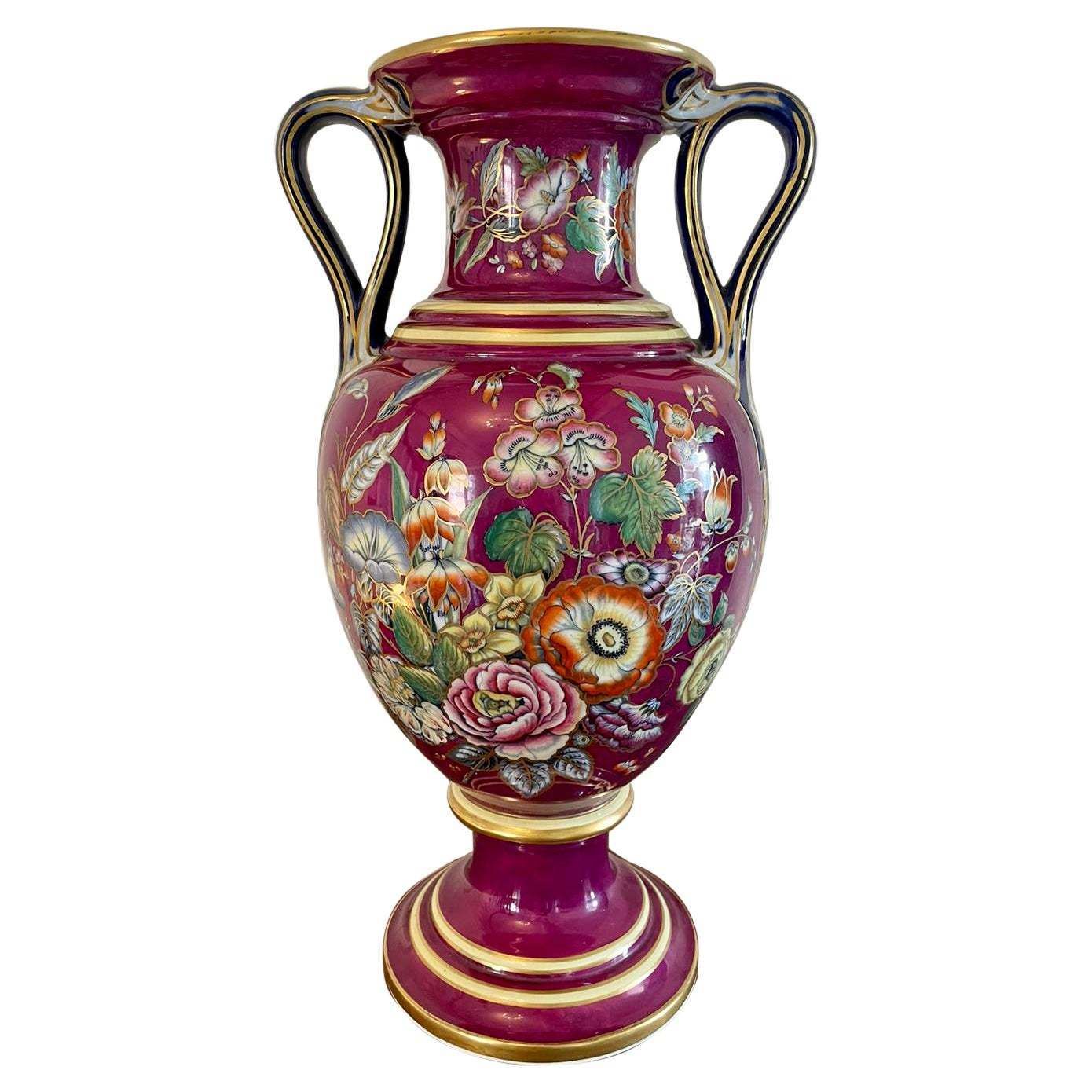 Exceptional Large Staffordshire Porcelaneous Twin Handled Vase