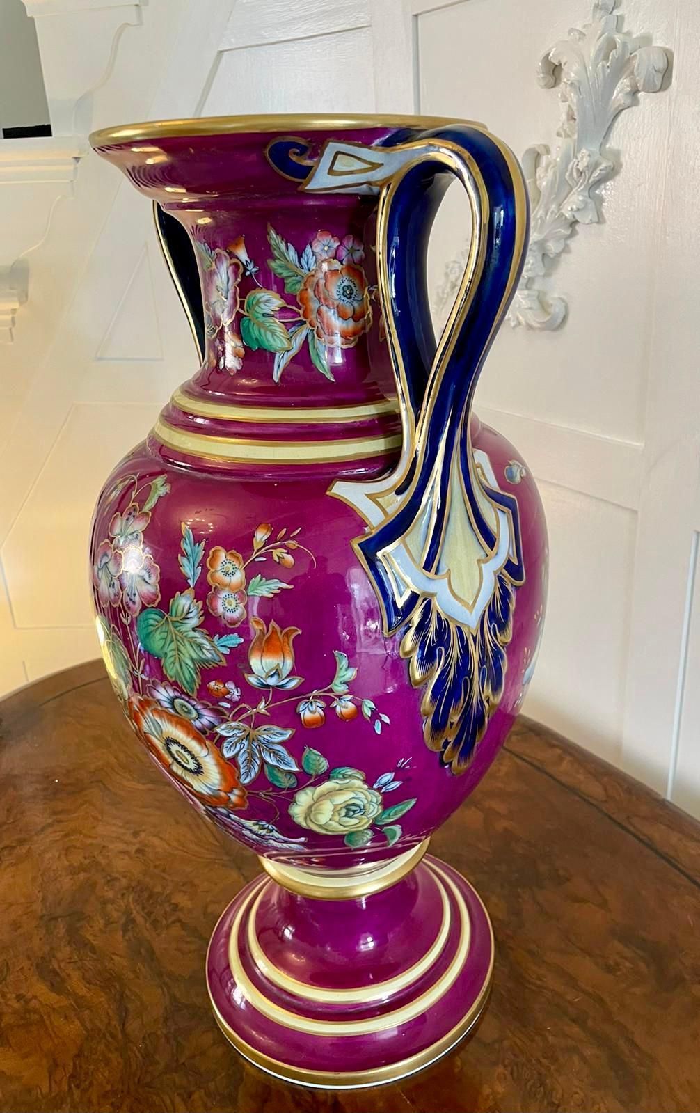 Exceptional Large Staffordshire Porcelaneous Twin Handled Vase photo Home Decor