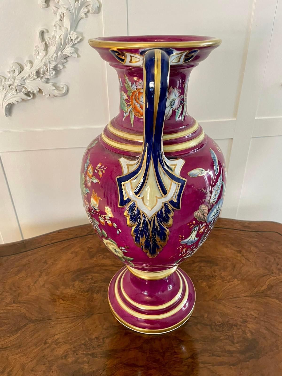 Exceptional Large Staffordshire Porcelaneous Twin Handled Vase photo 1125.0