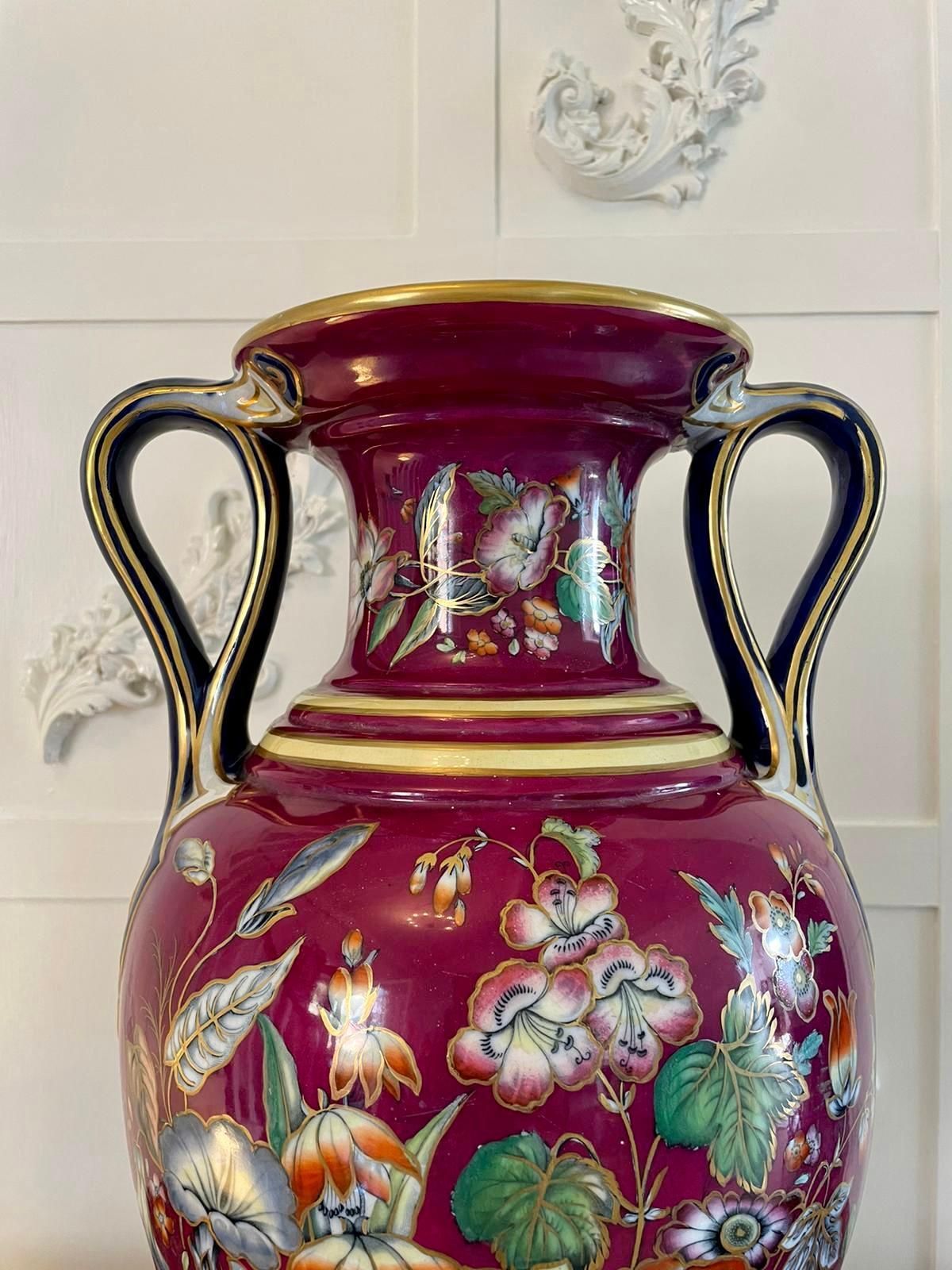 photo furniture Exceptional Large Staffordshire Porcelaneous Twin Handled Vase