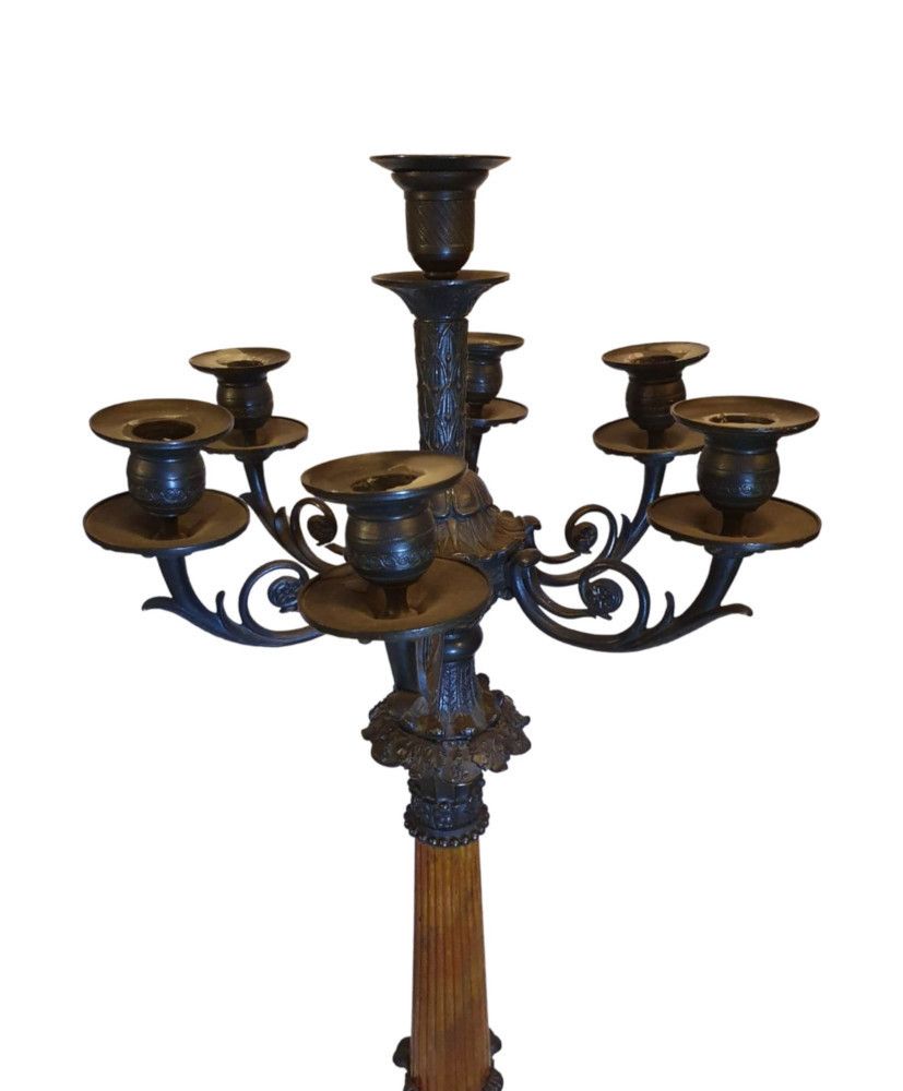 A Rare And Fine Pair Of 19th Century Bronze Candelabra In The Empire Style photo for sale