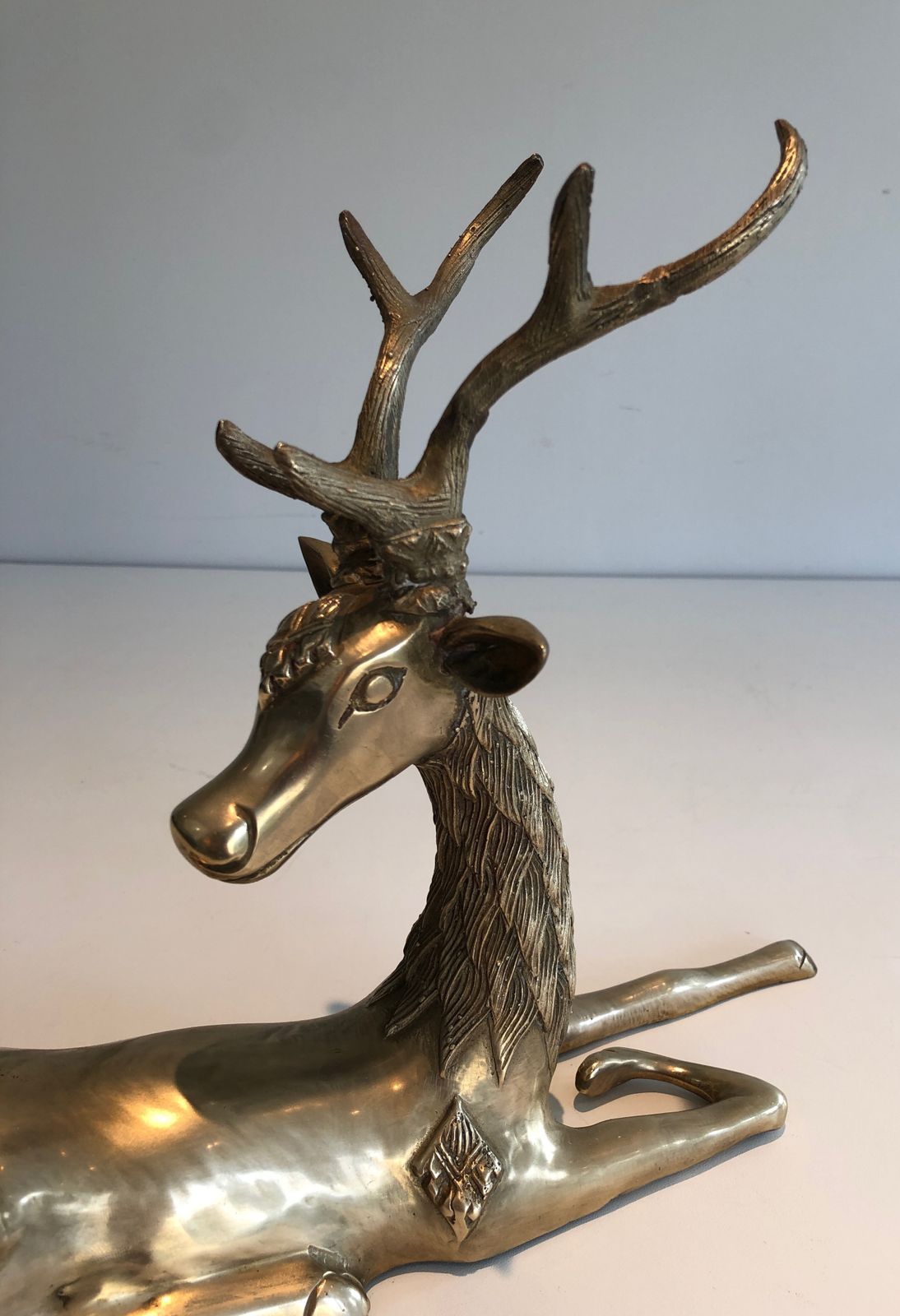 Recumbent Deer In Brass With Inlays photo vinterior