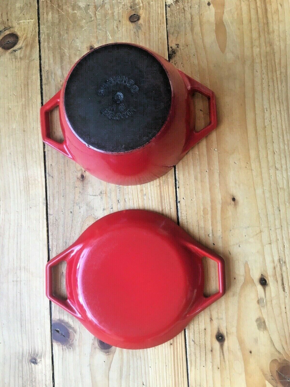 Mid Century Danish Nacco D1 Michael Lax Red Cast Iron Casserole Dish Dutch Oven photo buy