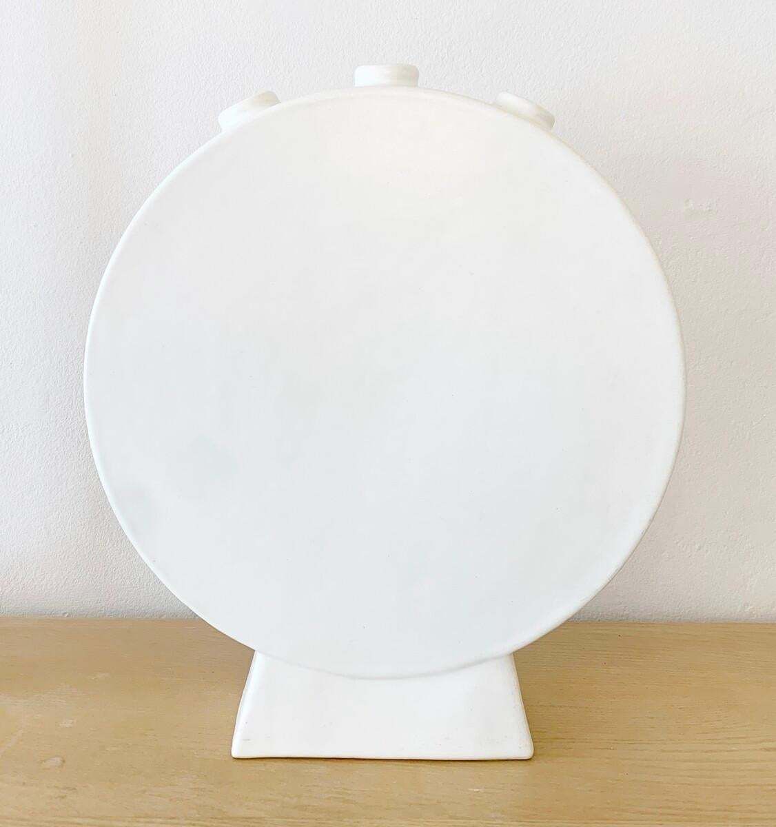 White Ceramic Tulip Vase By Pol Chambost, France, 1940s photo vintage
