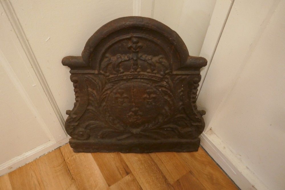 Antique French Cast Iron Fire Back photo for sale