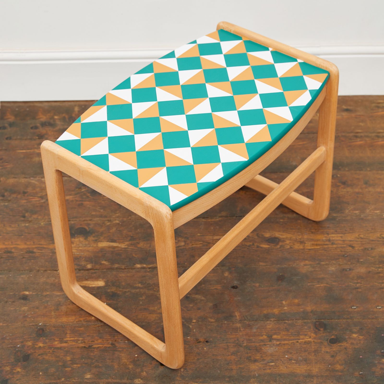 Gplan Style Mid Century Nest Of Tables With Hand Painted Geometric Pattern photo 345.0