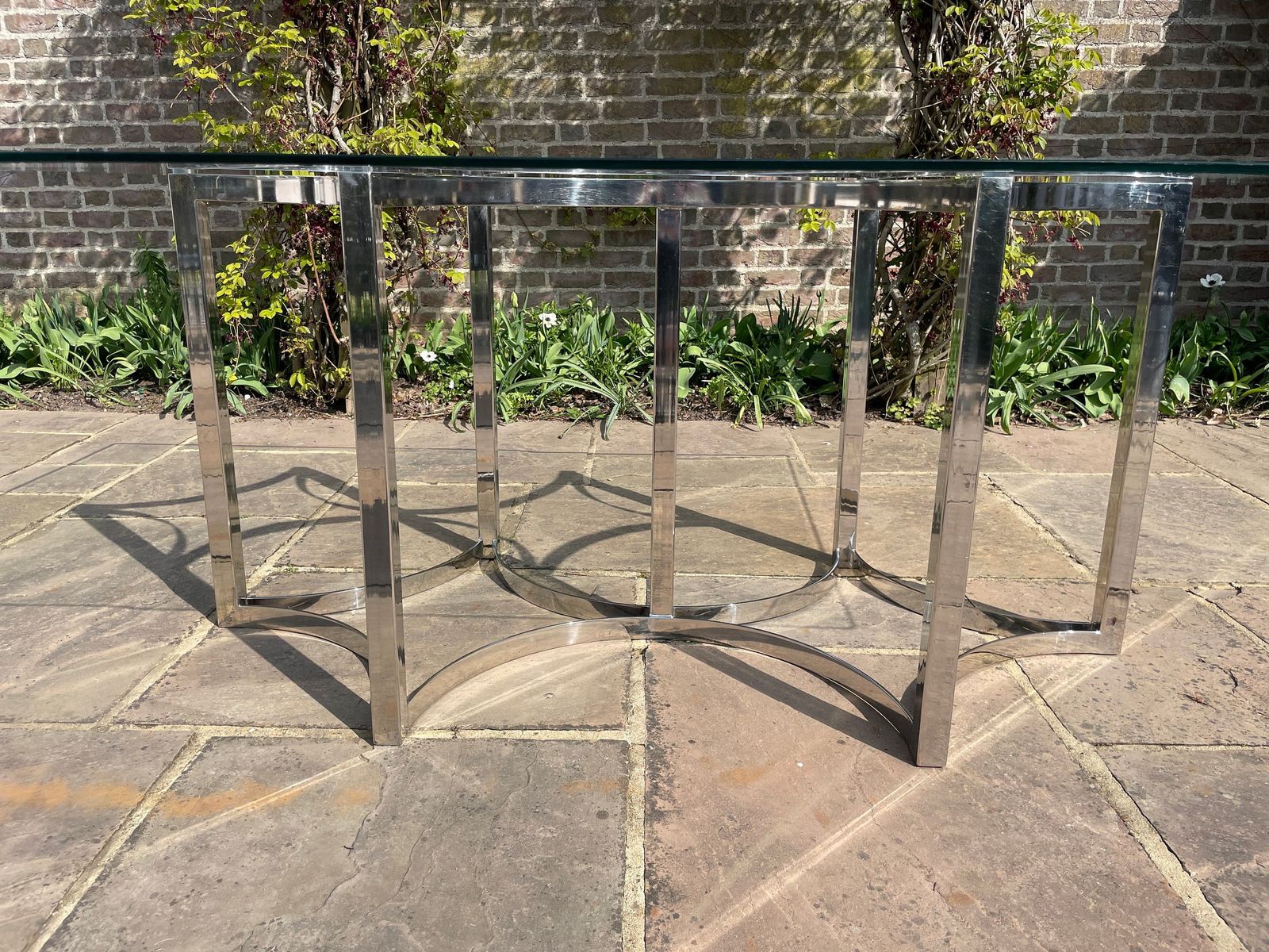 Merrow Associates Glass Topped Dining Table Mid Century Modern 1970's photo 1750.0