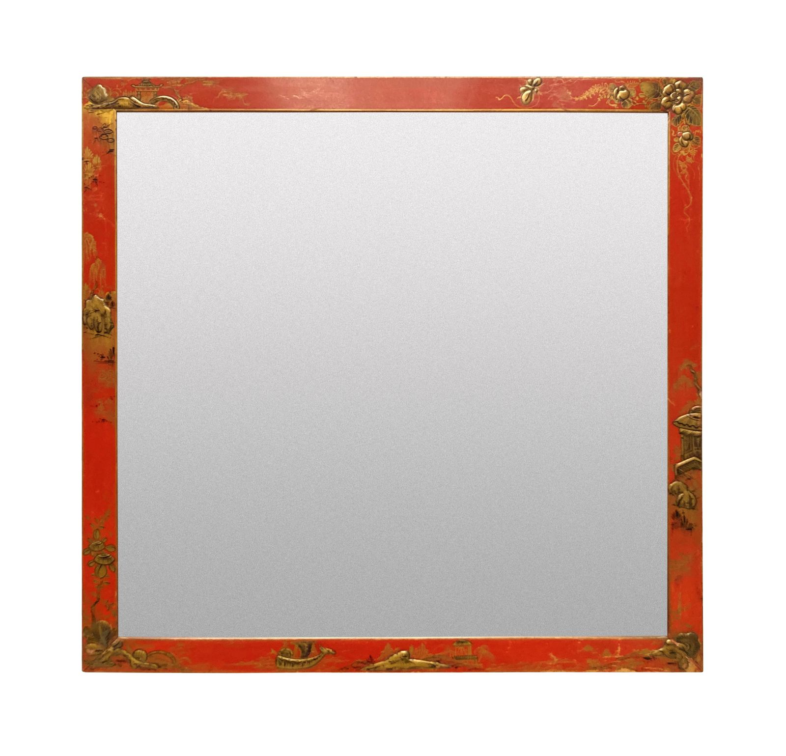 A Pair Of English Scarlet Japanned Mirrors photo furniture