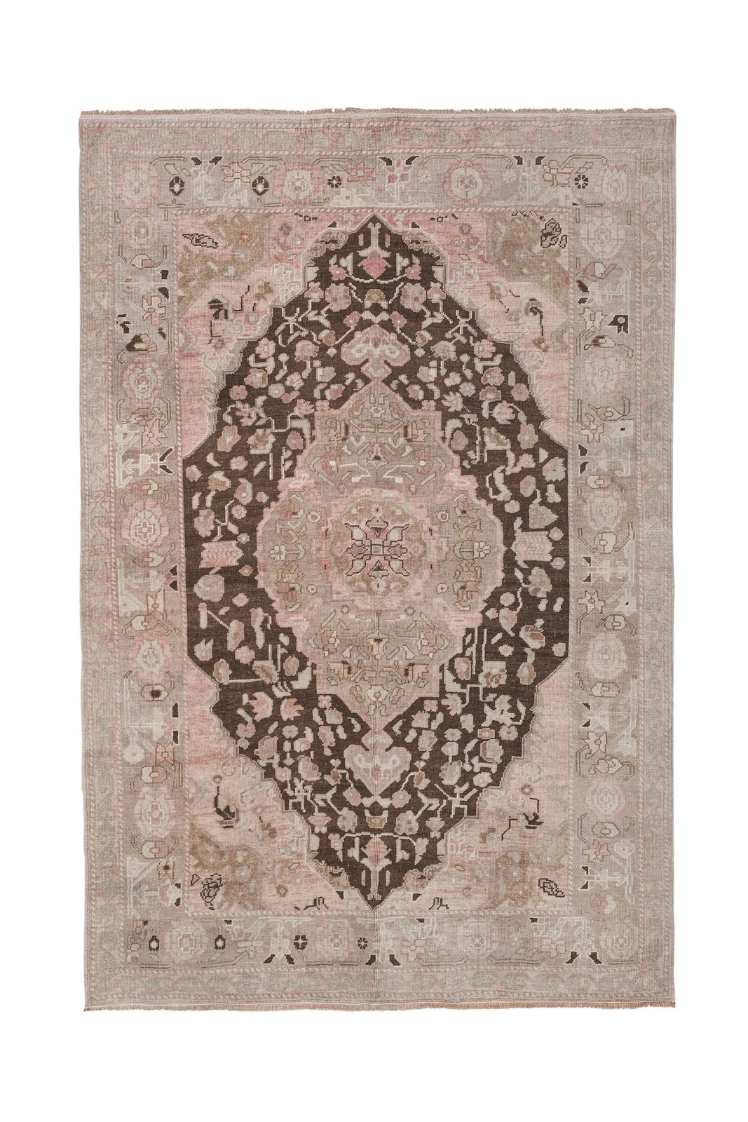 Vintage Pink Turkish Karapinar Rug With Venetian Renaissance Style 5'7" X 8'