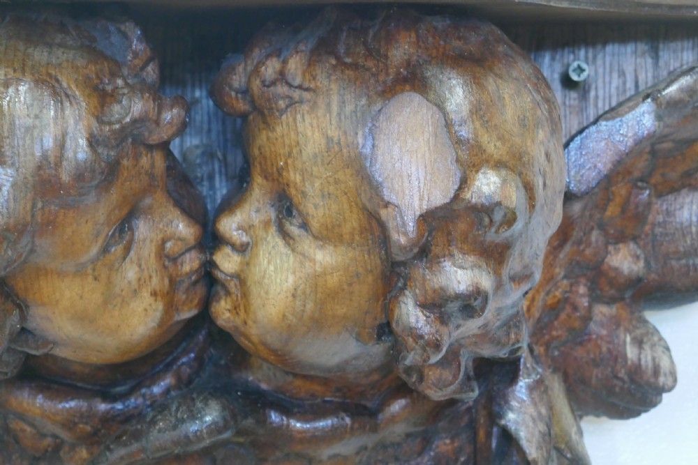 19th Century Carved Wood Cherub Wall Bracket photo furniture
