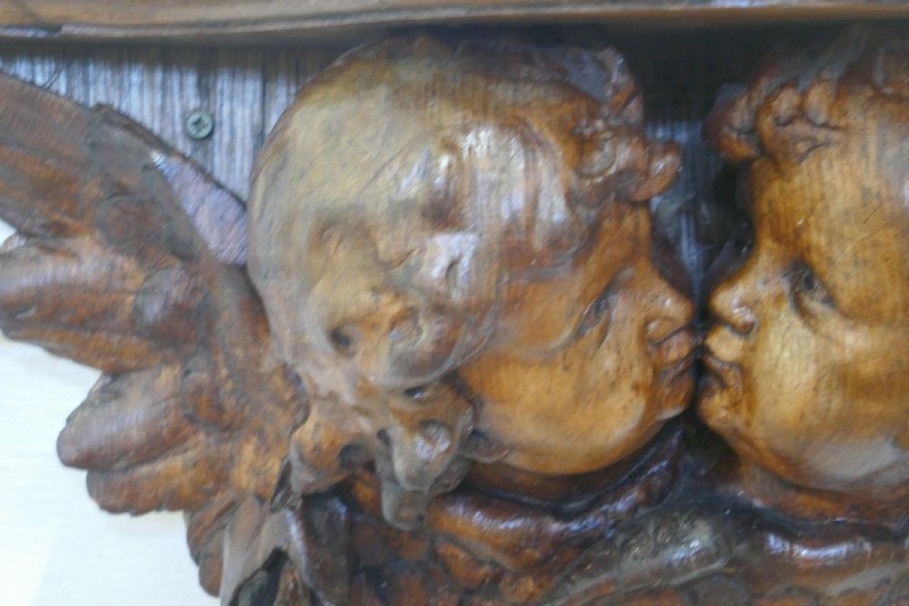19th Century Carved Wood Cherub Wall Bracket photo for sale