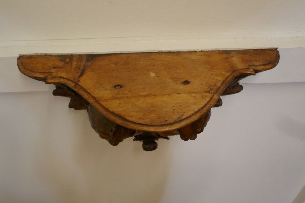19th Century Carved Wood Cherub Wall Bracket photo vinterior