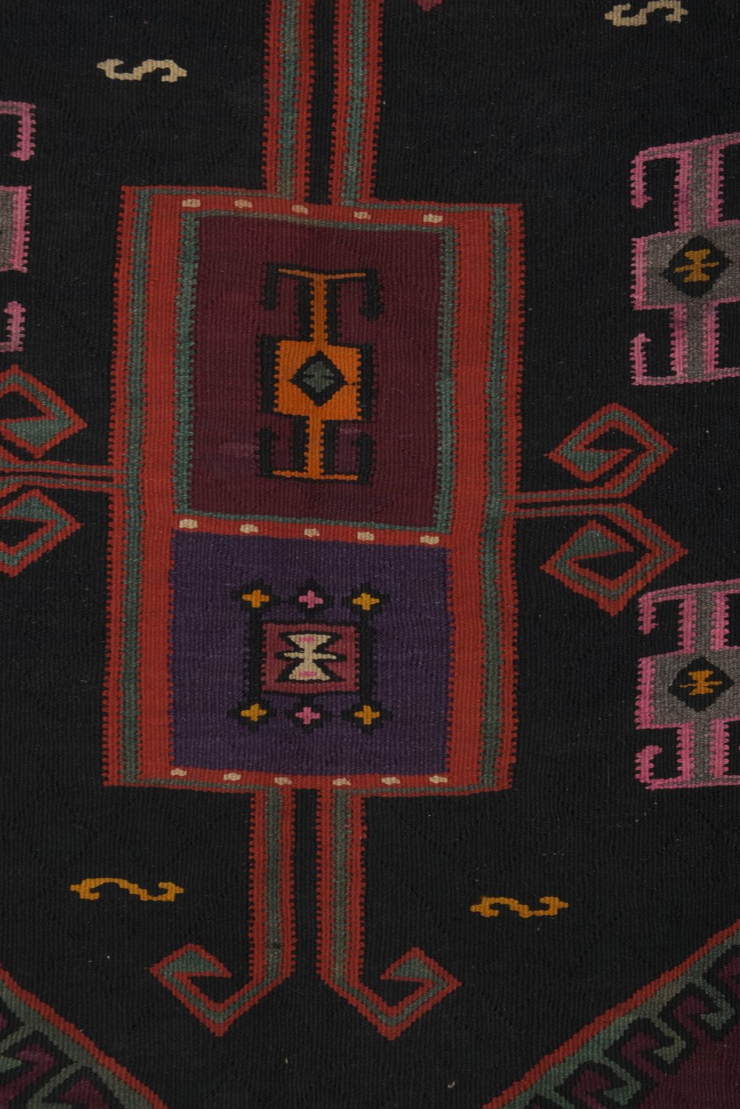 Kilim turc tissé main, grand chemin de table, années 1960 - 6'3" × 18'8" photo Textiles