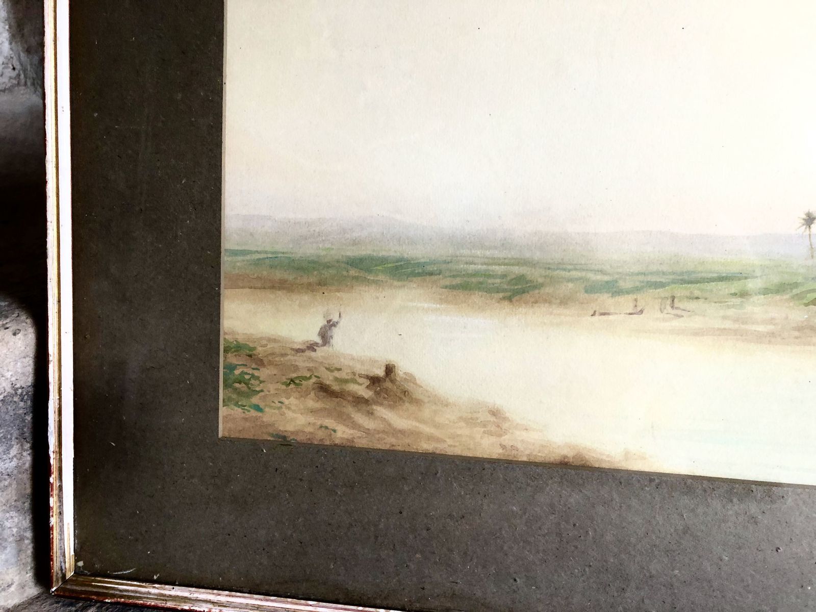 Antique Original Watercolour Painting Egyptian Landscape Signed Ff Ogilvie C1900 photo vintage