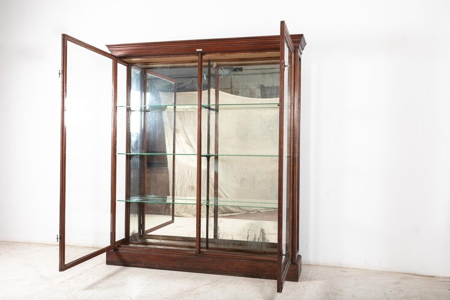19thc English Glazed Shop Fitters Mahogany Display Cabinet photo 5450.0