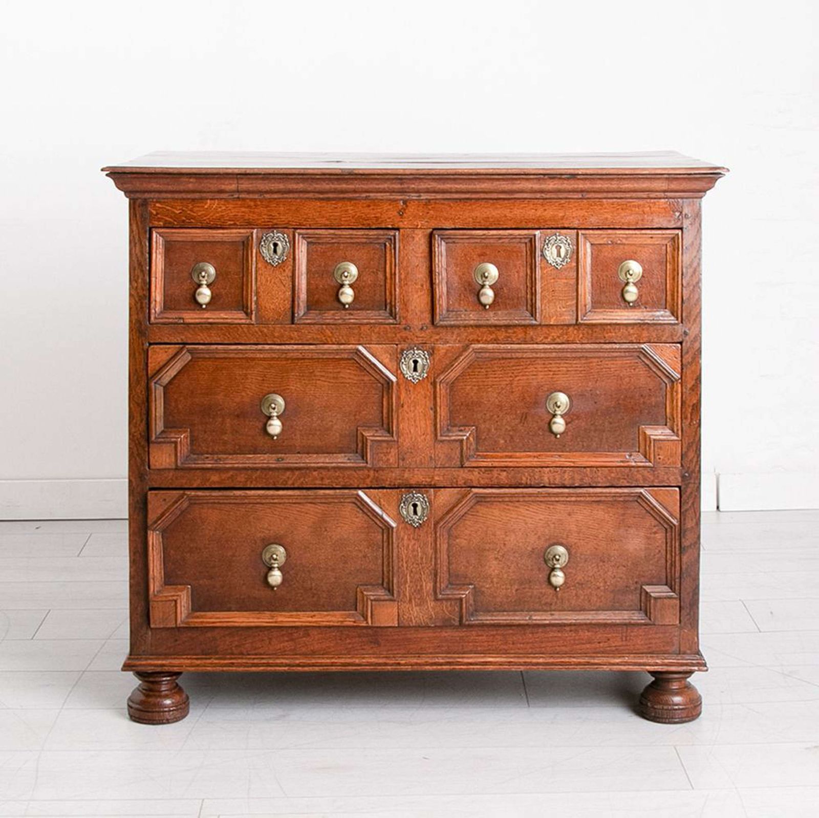Antique English William And Mary Period Oak Chest C.1690
