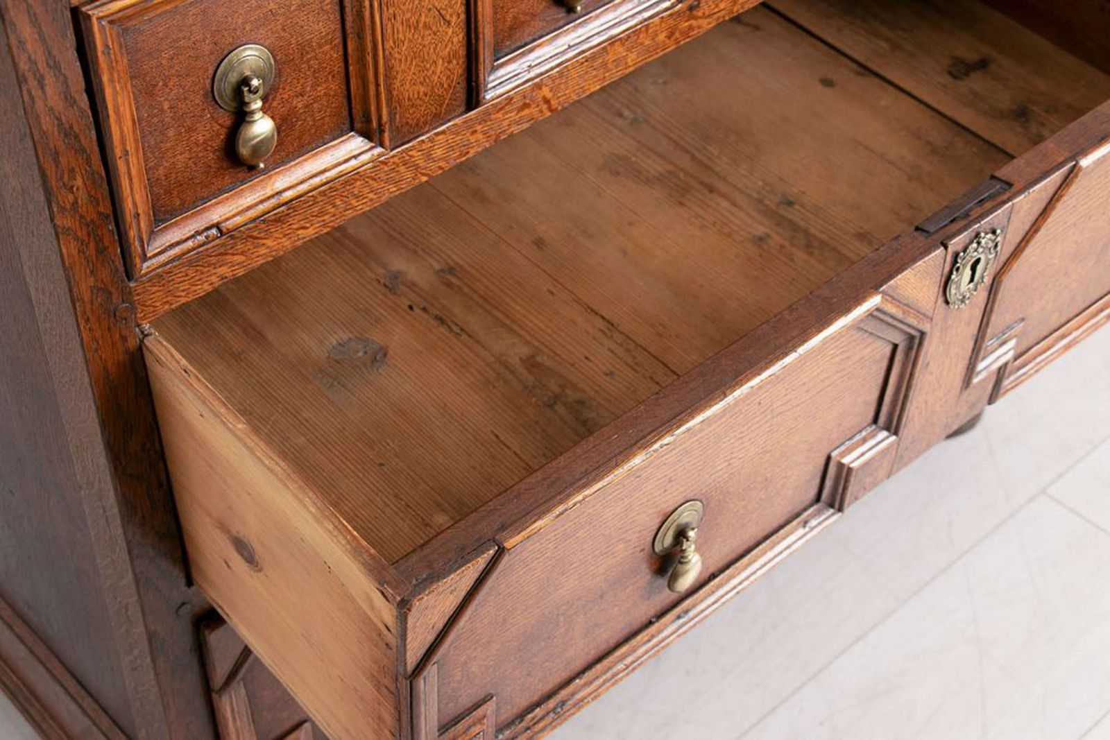Antique English William And Mary Period Oak Chest C.1690 photo vintage