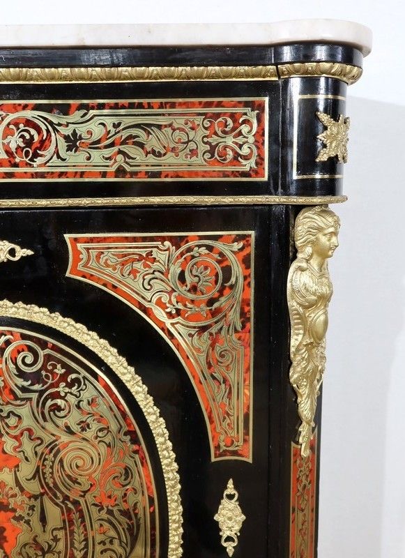 7292.4 Furniture Between Two In Marquetry "Boule", Napoleon III Period Mid 19th Century photo