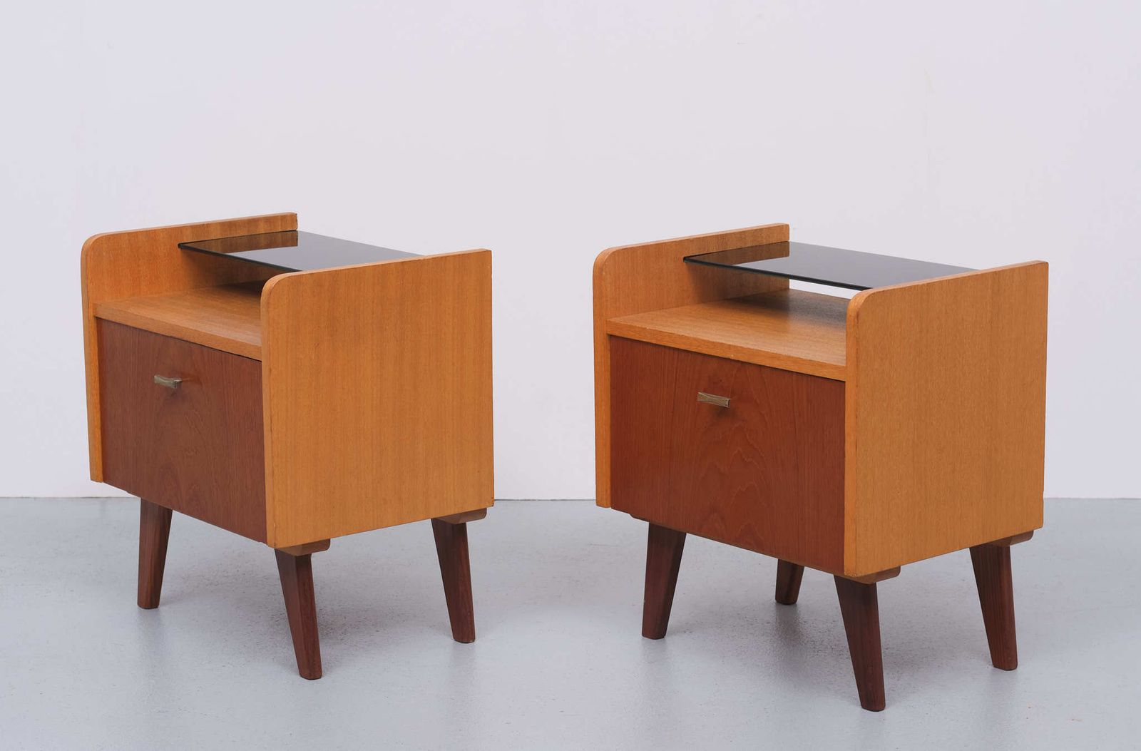 Two Teak Nightstands Dutch 1960s photo buy