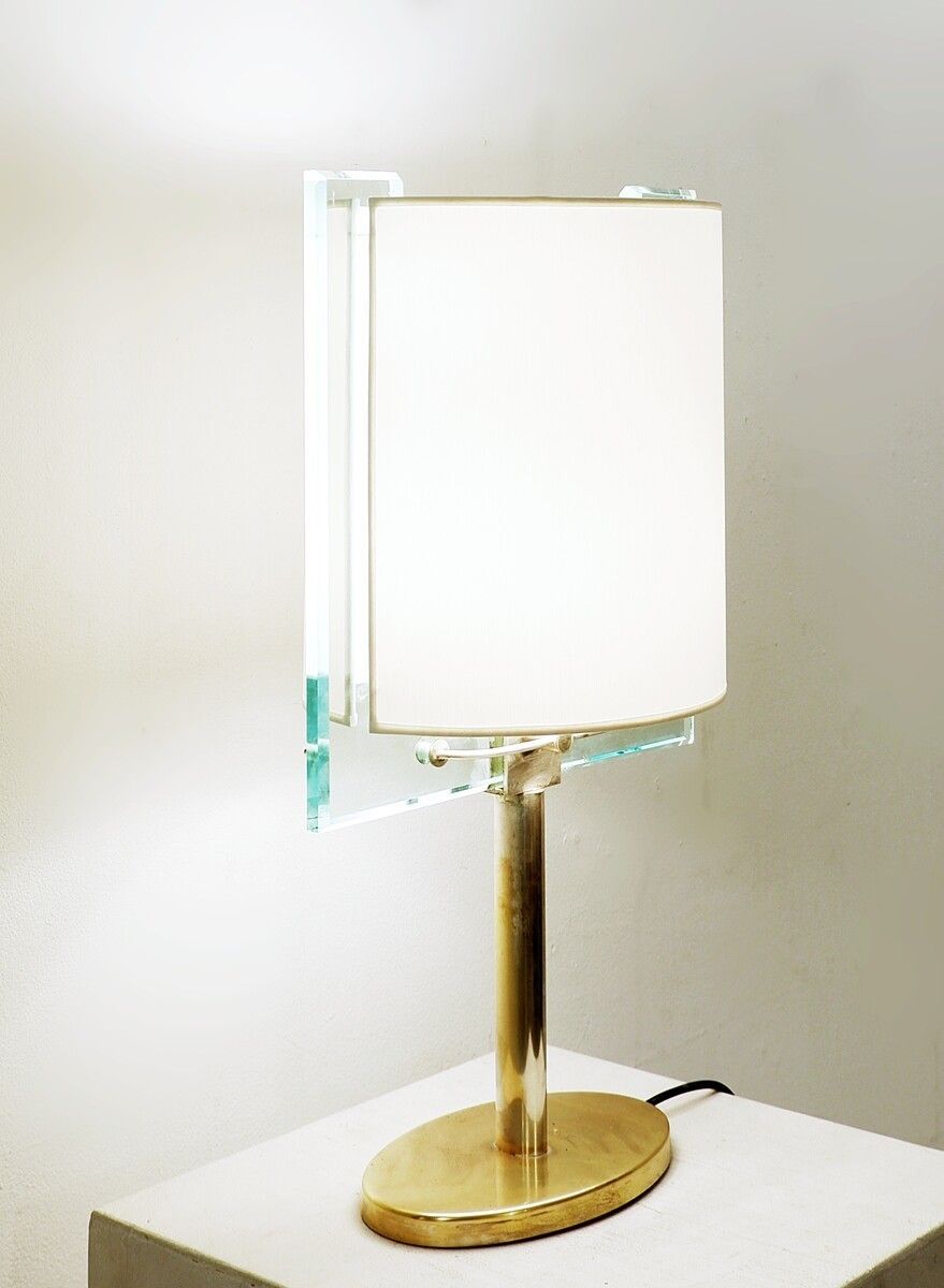 Mid Century Brass And Glass Table Lamp By Nathalie Grenon For Fontana Arte photo for sale