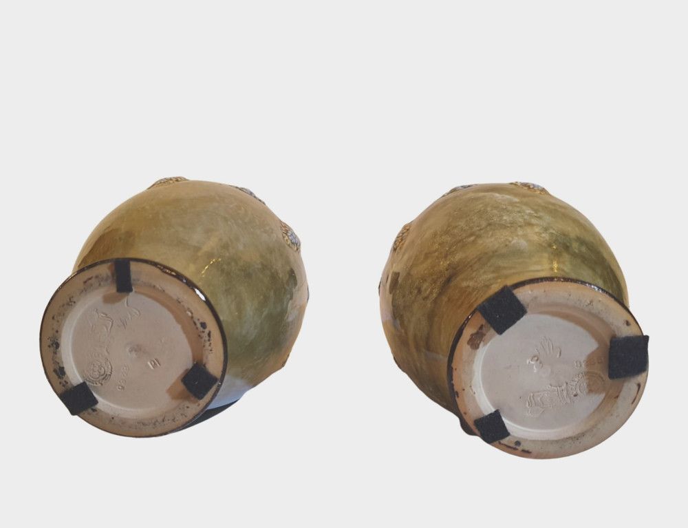 A Lovely Pair Of Early 20th Century Royal Doulton Burslem Stoneware Ewers photo Home Decor