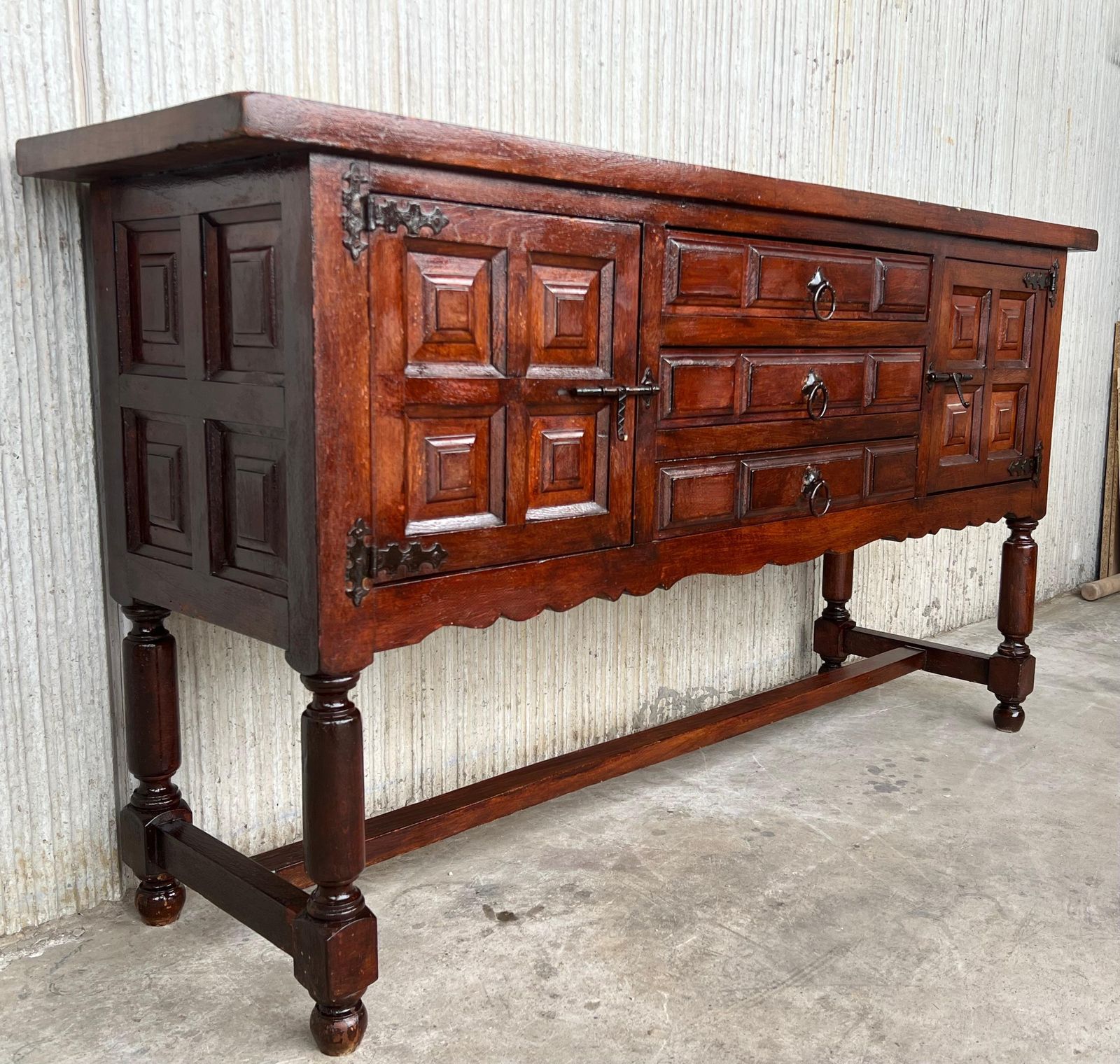 Spanish Buffet With Two Doors And Three Drawers With Original Hardware photo Furniture