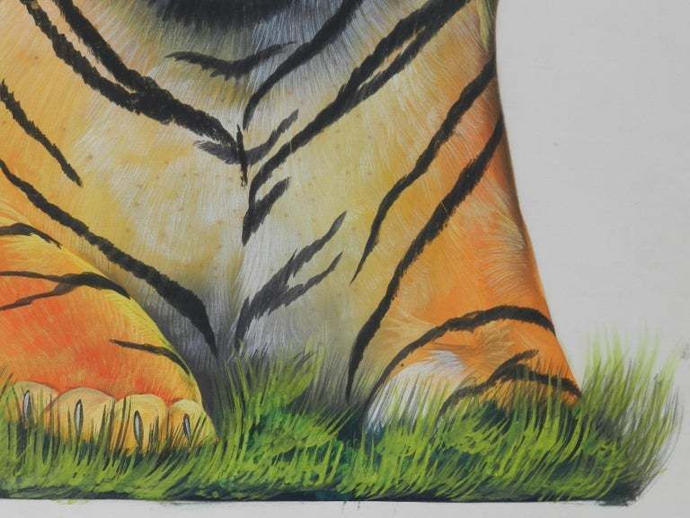 Tiger Watercolor Painting Signed By Artist 20th Century Asian photo buy