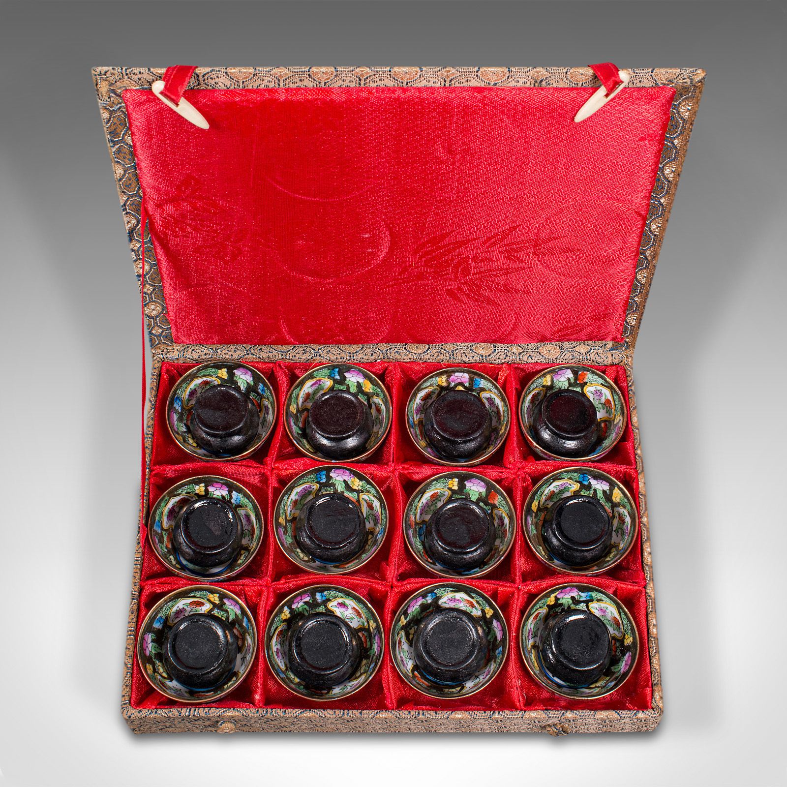 Set Of 12 Vintage Zodiac Cups, Chinese, Ceramic Miniature Dish, Kung Fu Teacup photo 695.0