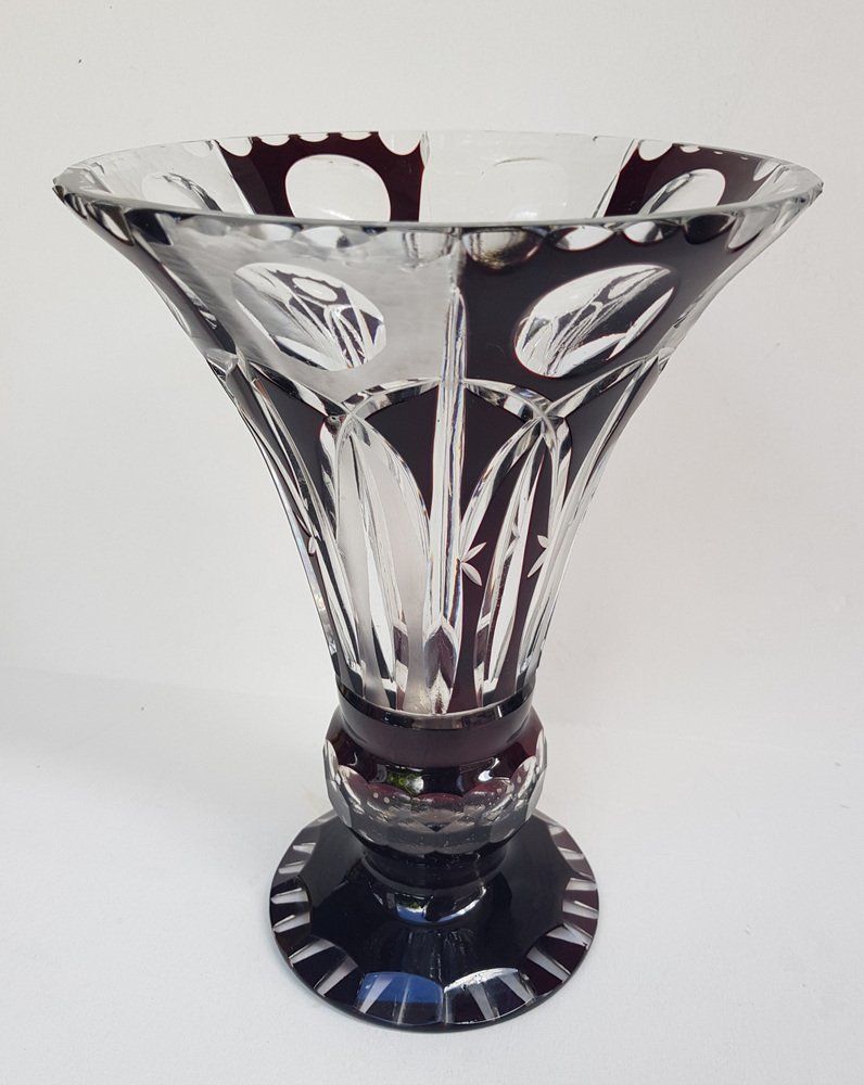 Bohemian Crystal Glass Vase, 19th Century