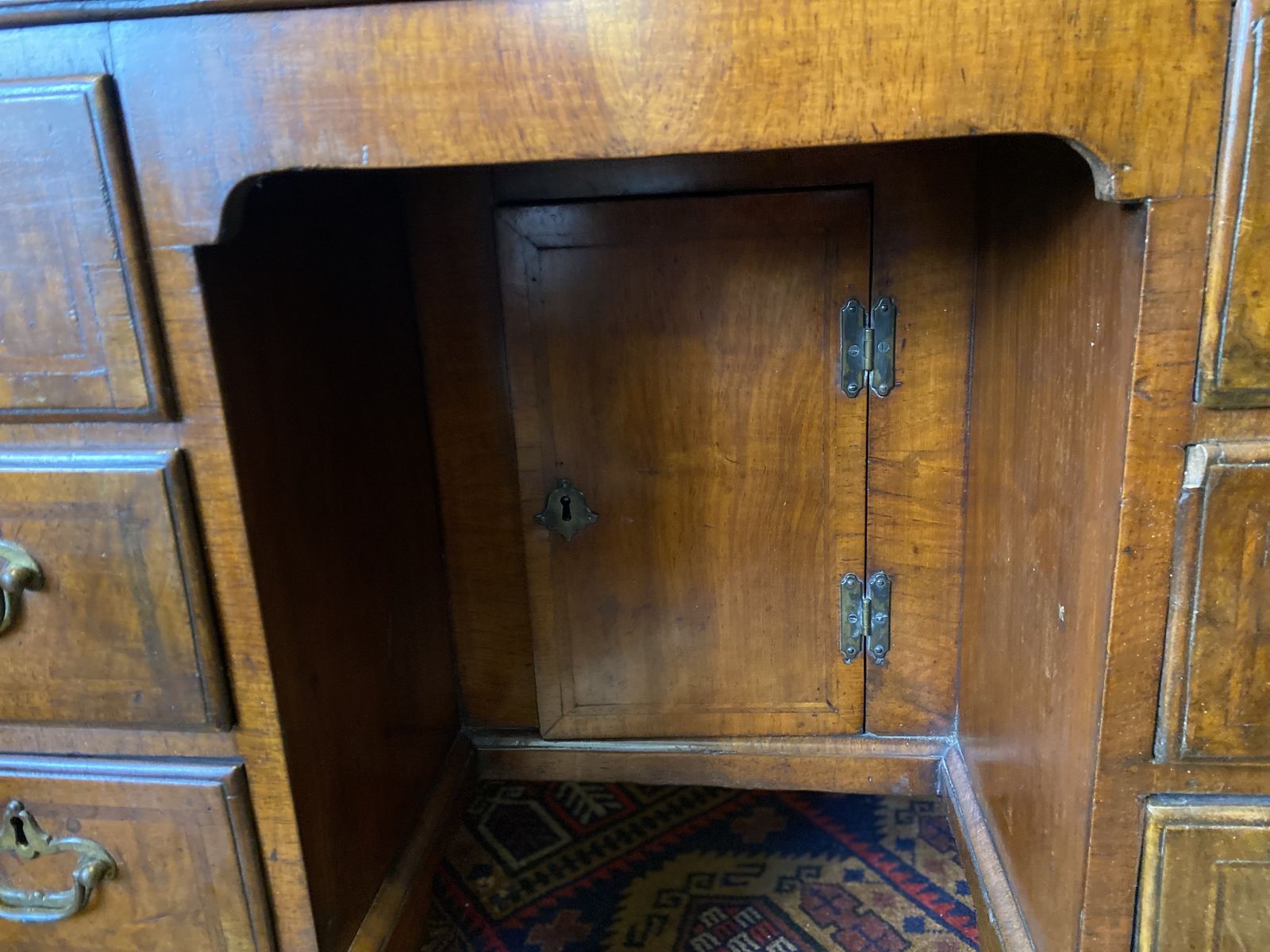 Mid 18th C. Walnut Kneehole Secretaire Desk With Bracket Feet photo Furniture
