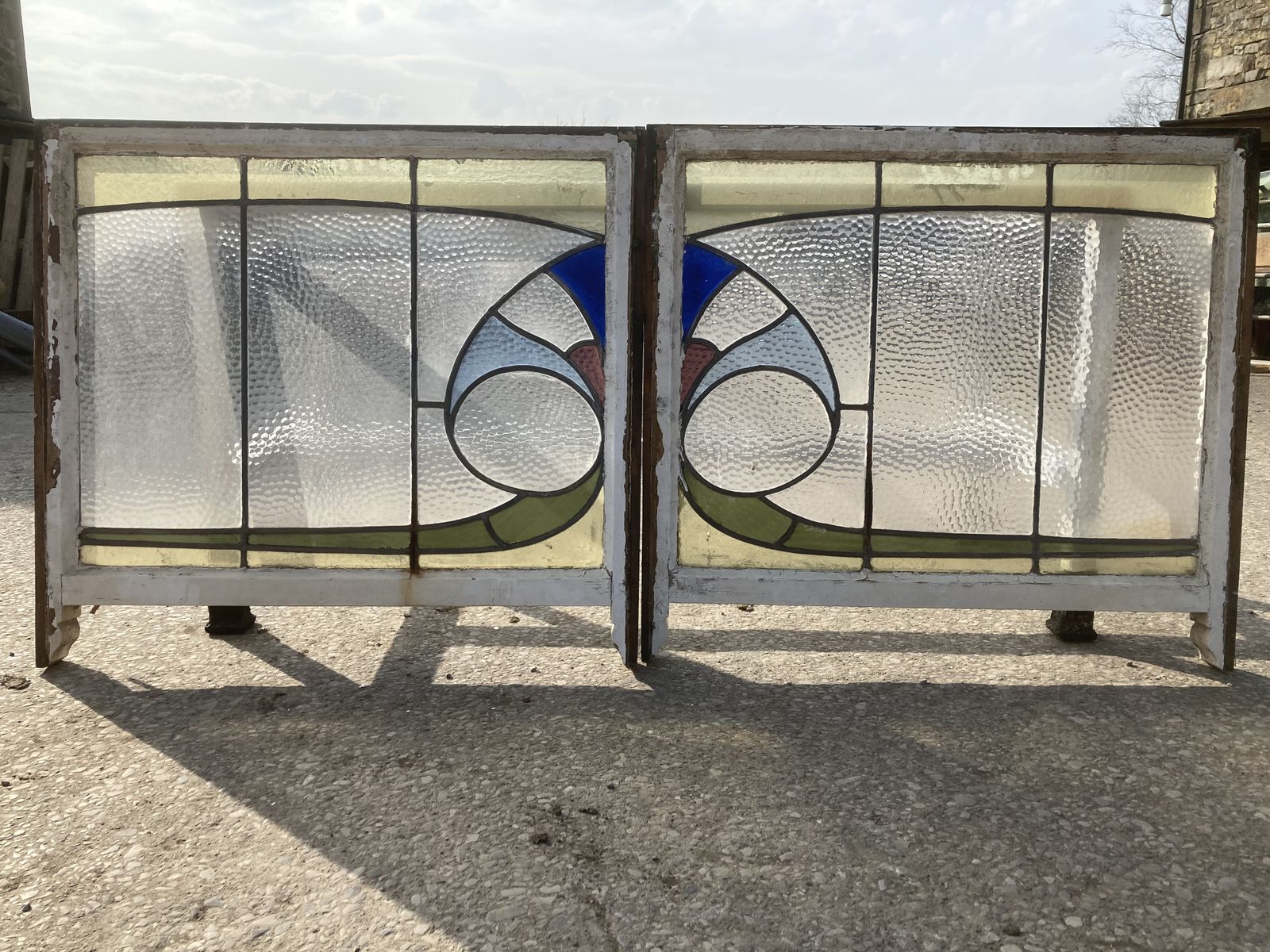 Pair Of Stained Glass Lead Window Frames