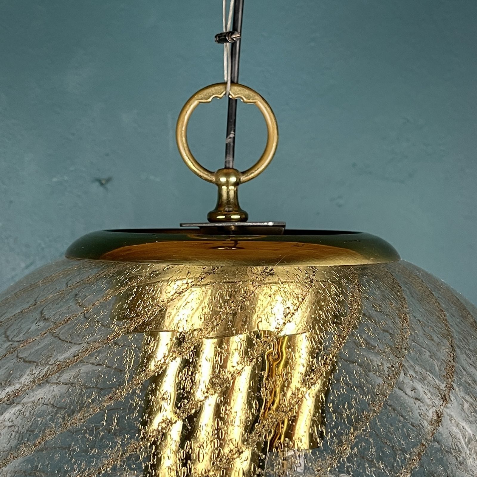 Vintage Xl Swirled Murano Glass Pendant Lamp La Murrina Italy 1970s photo vintage