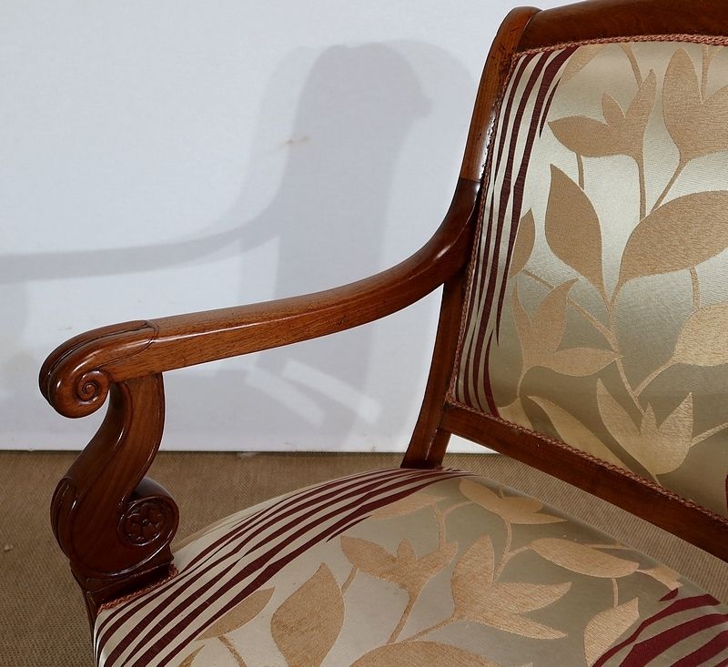 photo vintage Pair Of Armchairs In Solid Mahogany, Restoration Period   Early 19th Century