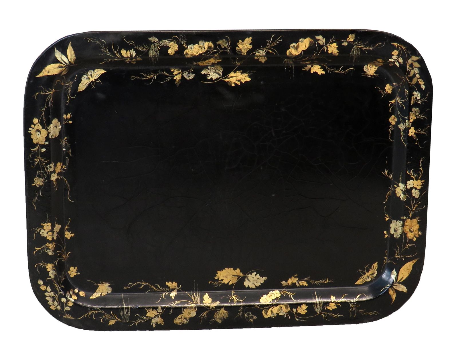 Antique Regency Oblong Papier Mache Tray On Stand (England, Circa 1830) photo furniture