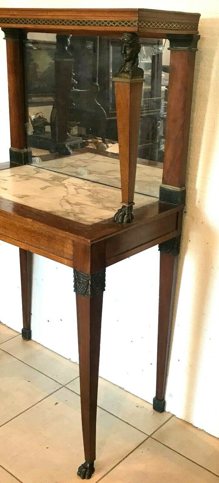 Console With Mirror Bottom From The Empire Period In Mahogany, 19th Century photo vinterior
