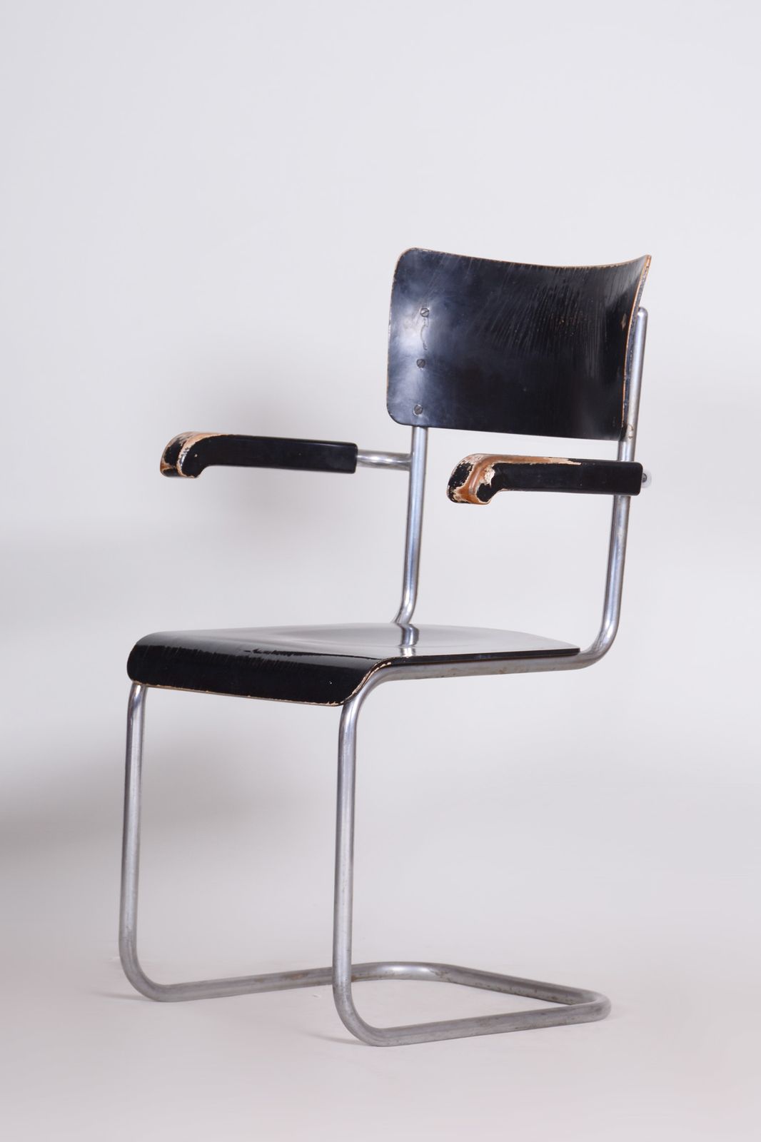 Black Vichr A Spol Chair With Armrests Made In 1930s Czechia photo for sale